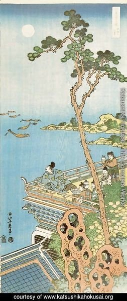 Katsushika Hokusai - Abe No Nakamaro Gazing at the Moon from a Terrace