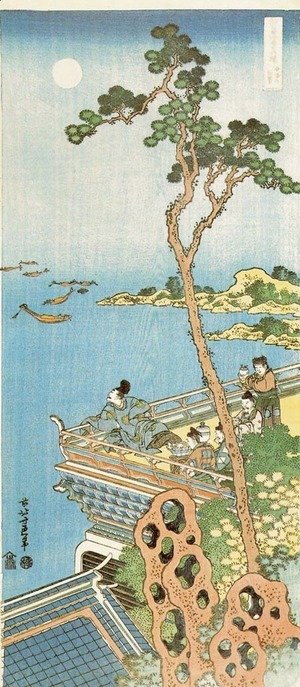 Katsushika Hokusai - Abe No Nakamaro Gazing at the Moon from a Terrace