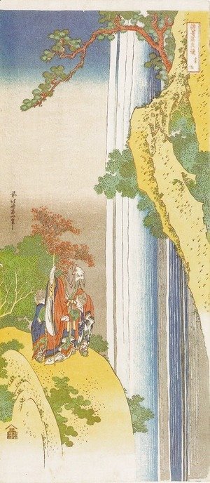 Katsushika Hokusai - Li Po Admiring the Waterfall of Lo-Shan