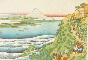Katsushika Hokusai - Travellers Climbing a Mountain Path (Yamabe no Akahito)