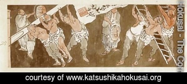 Katsushika Hokusai - Banner Raising