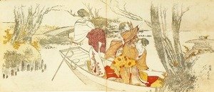 Katsushika Hokusai - Three Ladies in a Boat