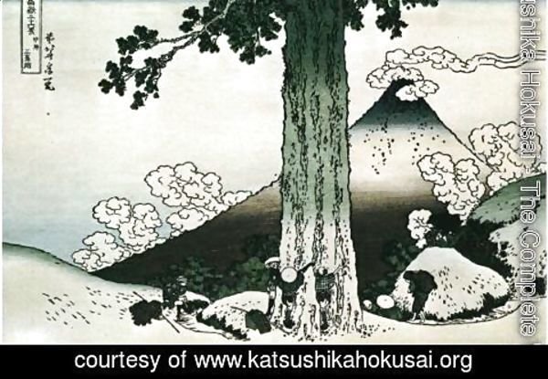 Katsushika Hokusai - Measuring a Pine Tree at Mishima Pass in Ko Province