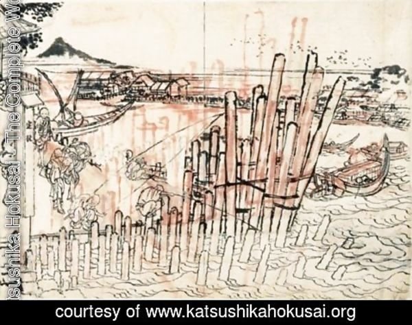 Katsushika Hokusai - Dessin Preparatoire Pour Les Cent Vues Du Mont Fuji