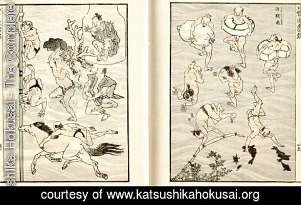 Katsushika Hokusai - Images of Bathers (Bathing People)