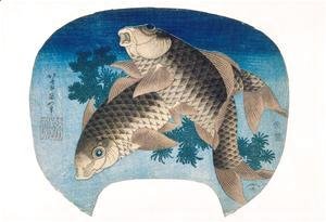 Katsushika Hokusai - Two carps