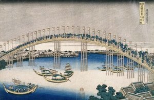 Katsushika Hokusai - The Festival of Lanterns on Temma Bridge