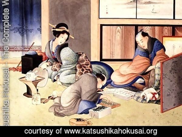 Katsushika Hokusai - A merchant making up the account