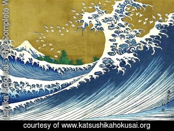Katsushika Hokusai - A colored version of the Big wave