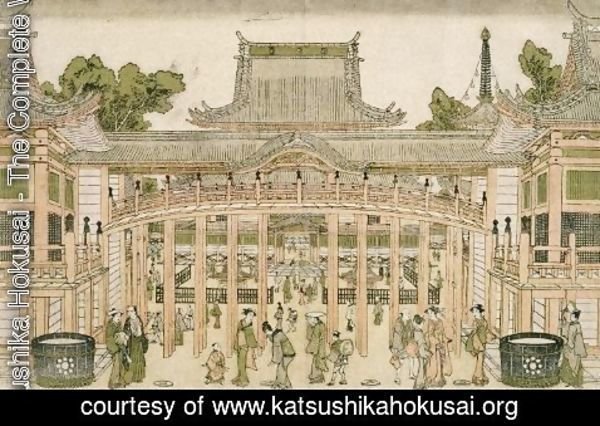 Katsushika Hokusai - Inside the Courtyard of the Toeizan Temple at Ueno