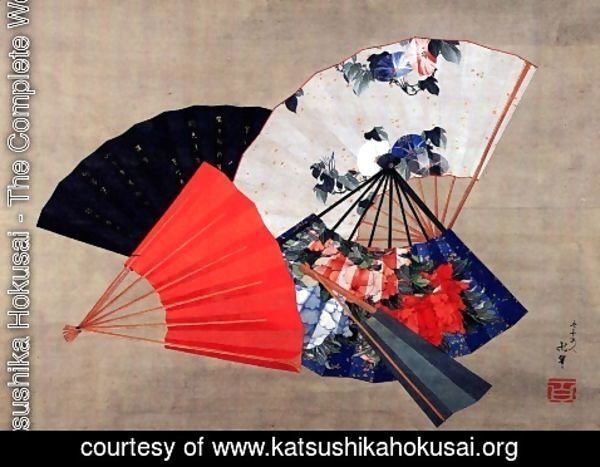 Katsushika Hokusai - Five fans