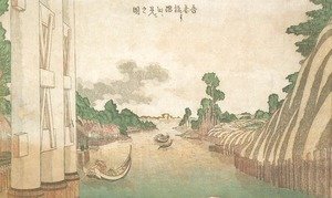 Katsushika Hokusai - Sumida River Seen from Azuma Bridge (Azumabashi yori Sumida wo miru no zu)