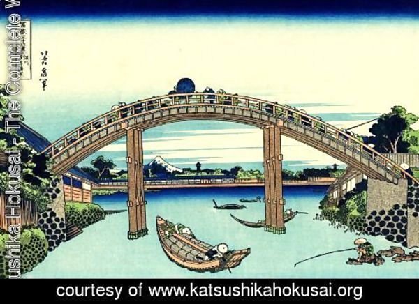 Katsushika Hokusai - Seen under Mannenbashi at Fukagawa (Fukagawa Mannenbashi shita)