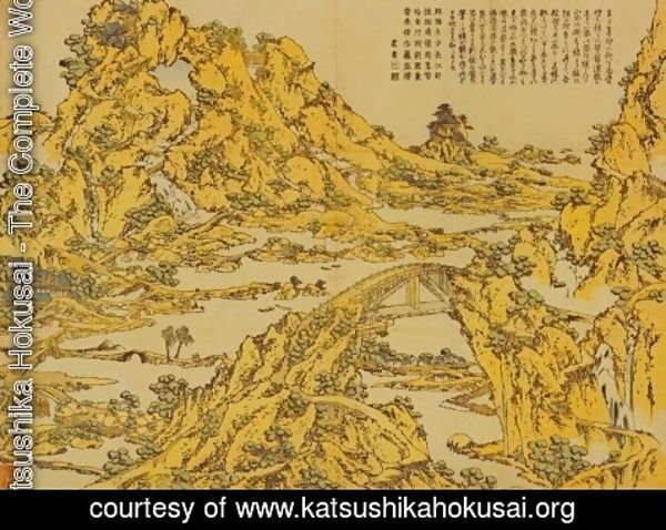 Katsushika Hokusai - Landscape with a Hundred Bridges