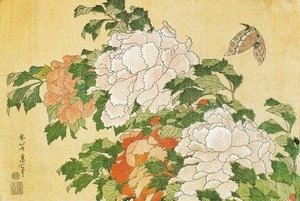 Katsushika Hokusai - Peonies and Butterfly