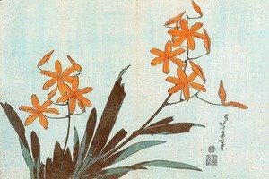 Katsushika Hokusai - Orange Orchids