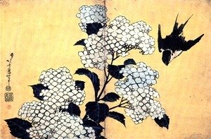 Katsushika Hokusai - Hydrangea and Swallow